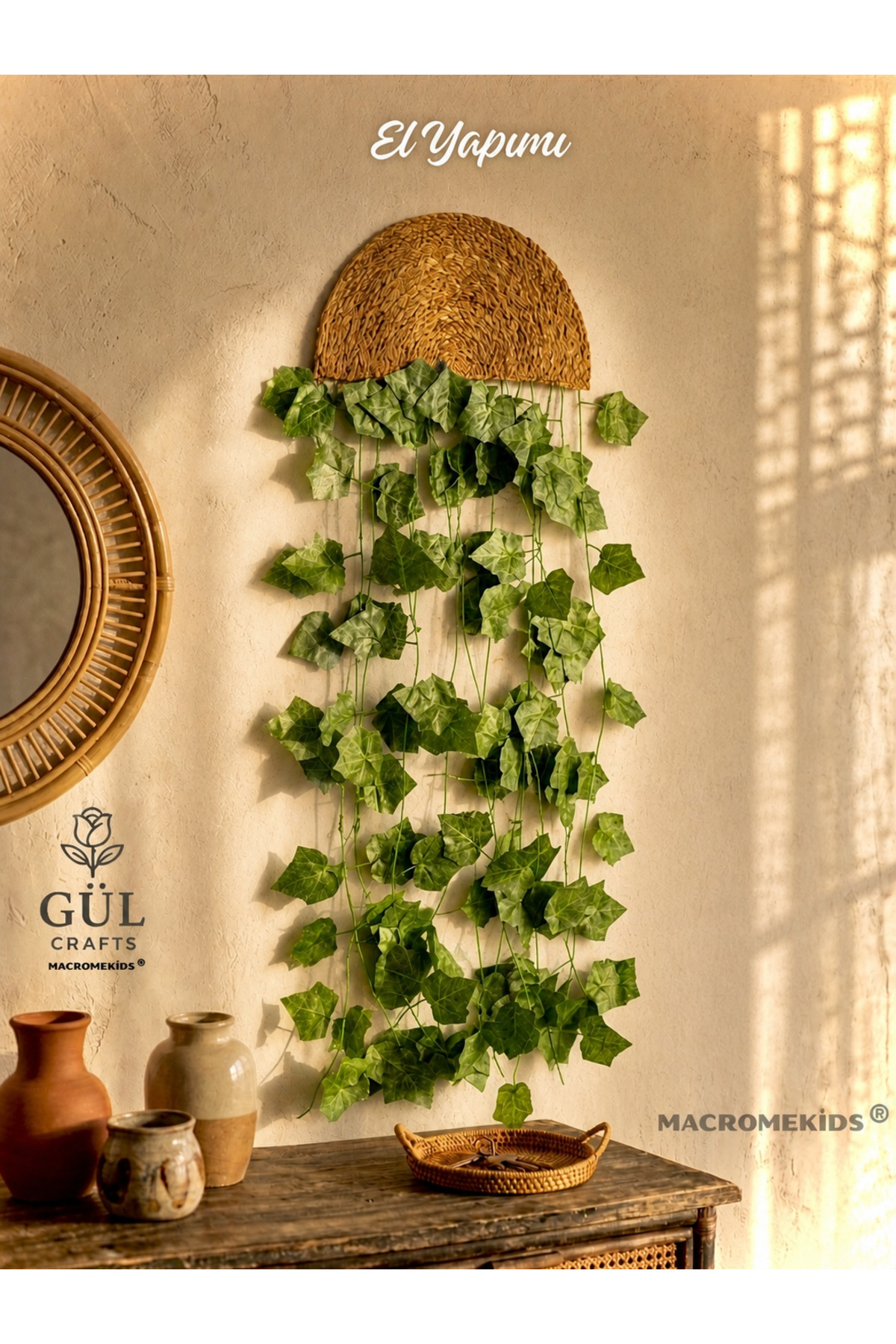 Single Bohemian Wall Decor , Ivy Wall Decor, Balcony and Living Room Decoration, Gift(35x75cm)
