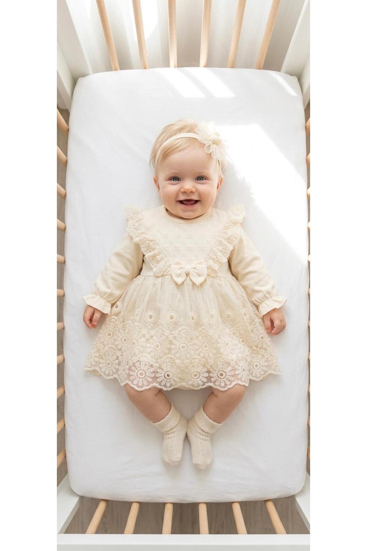 Baby Girl Mevlutluk Dress Bandana Lace Newborn Hospital Break Wedding Dress Evening Dress Mevlutlik 4027