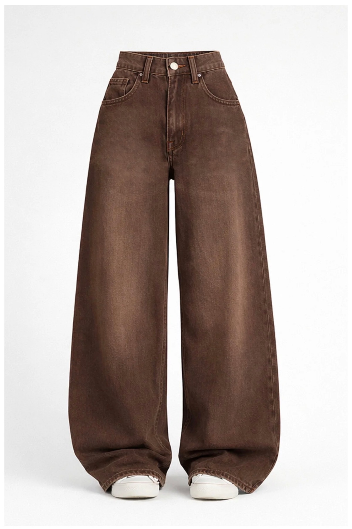 komera  Kadın kahve rengi Baggy 3449_s04 yüksek bel jean pantolon