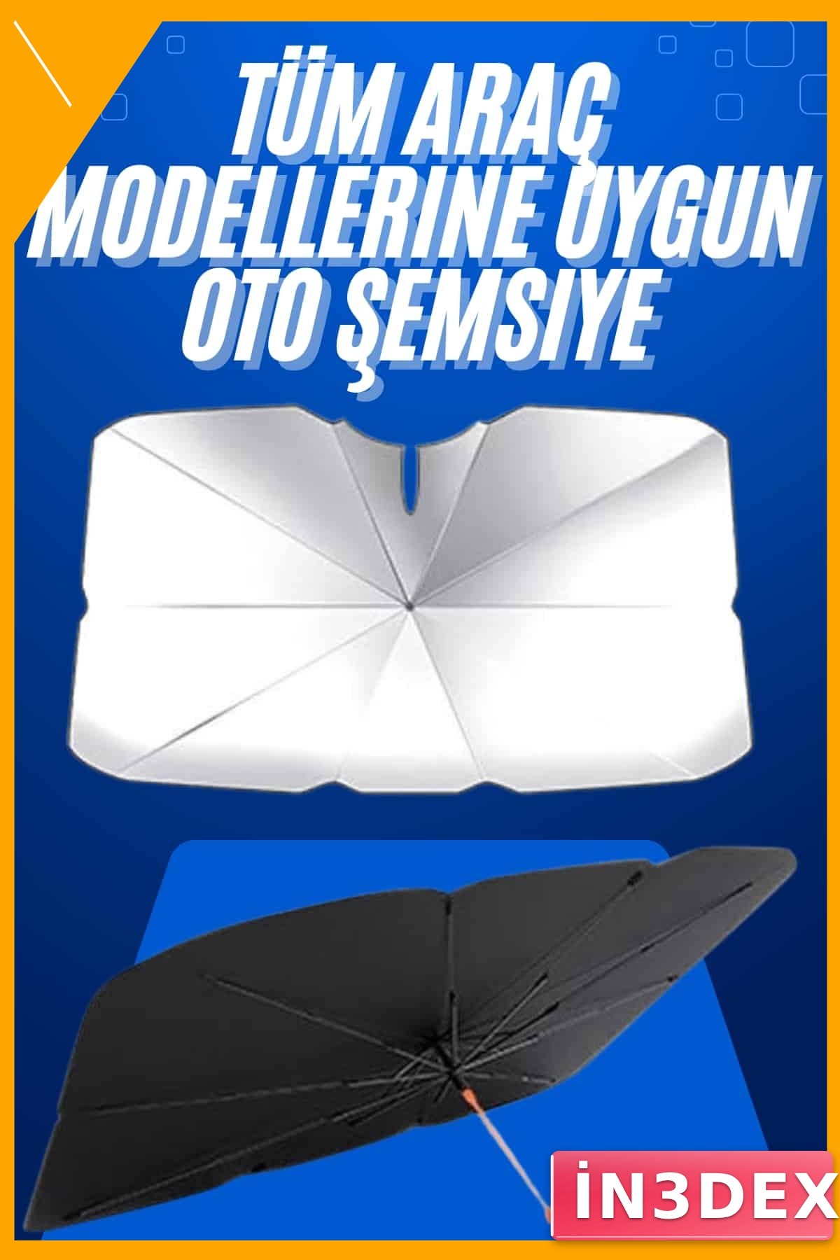 Katlanabilir Oto Güneşliği 125x65 cm Tüm Araçlara Uyumlu UV Korumalı