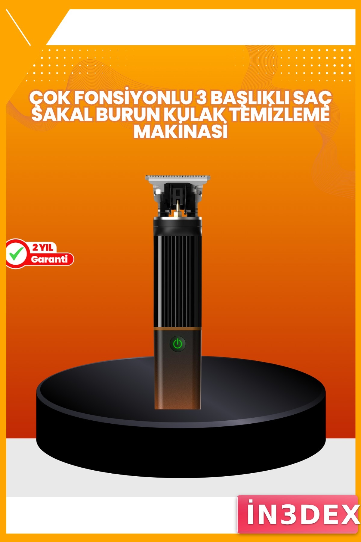 3'ü 1 Arada Şarjlı Saç Sakal Burun Kesme Makinesi 7300 RPM Sessiz