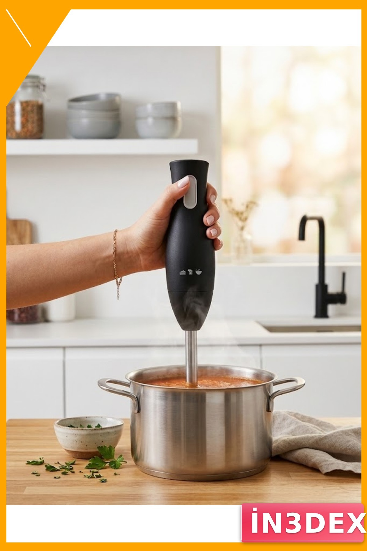 Paslanmaz Çelik El Blenderı Ergonomik Tutuşlu Çorba ve Smoothie Makinesi