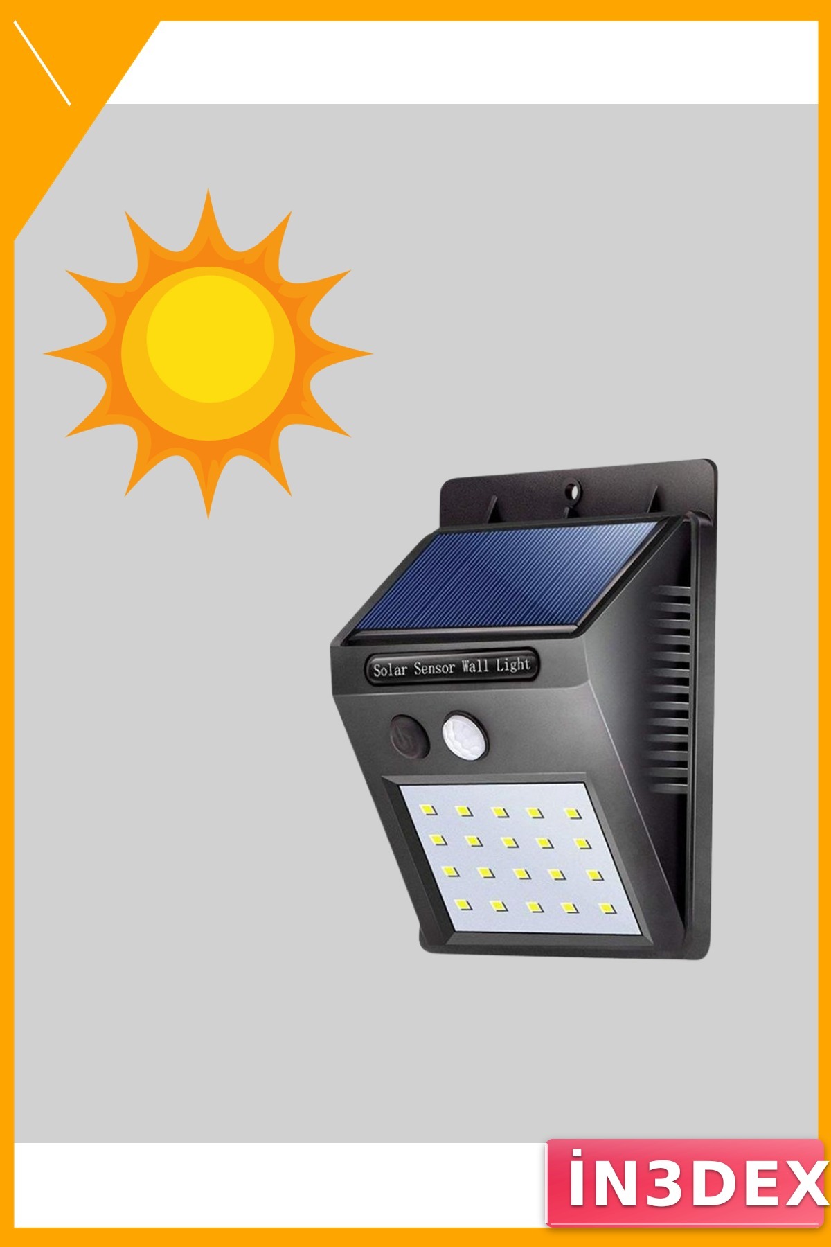20 LED Güneş Enerjili Hareket Sensörlü Dış Mekan Lamba IP65