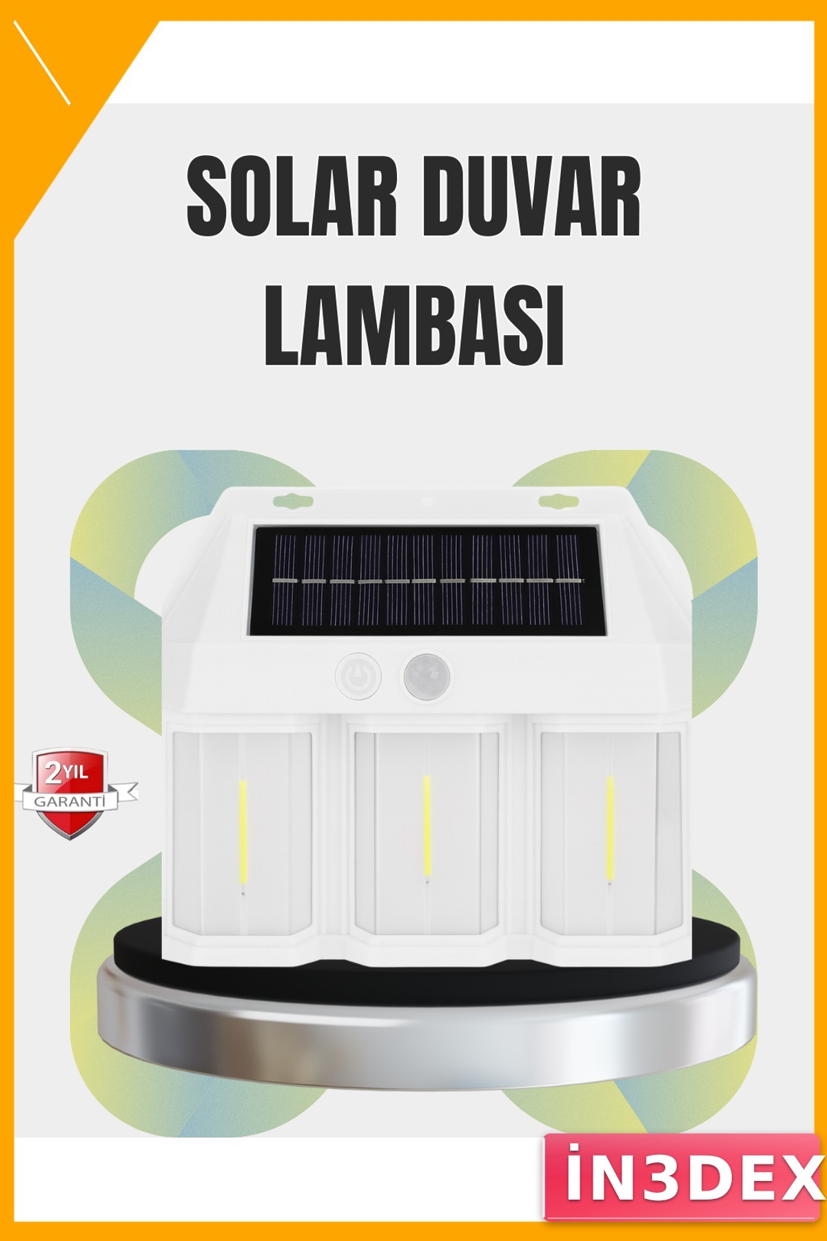 Solar PIR Sensörlü Duvar Lambası 4W IP65 3 Mod