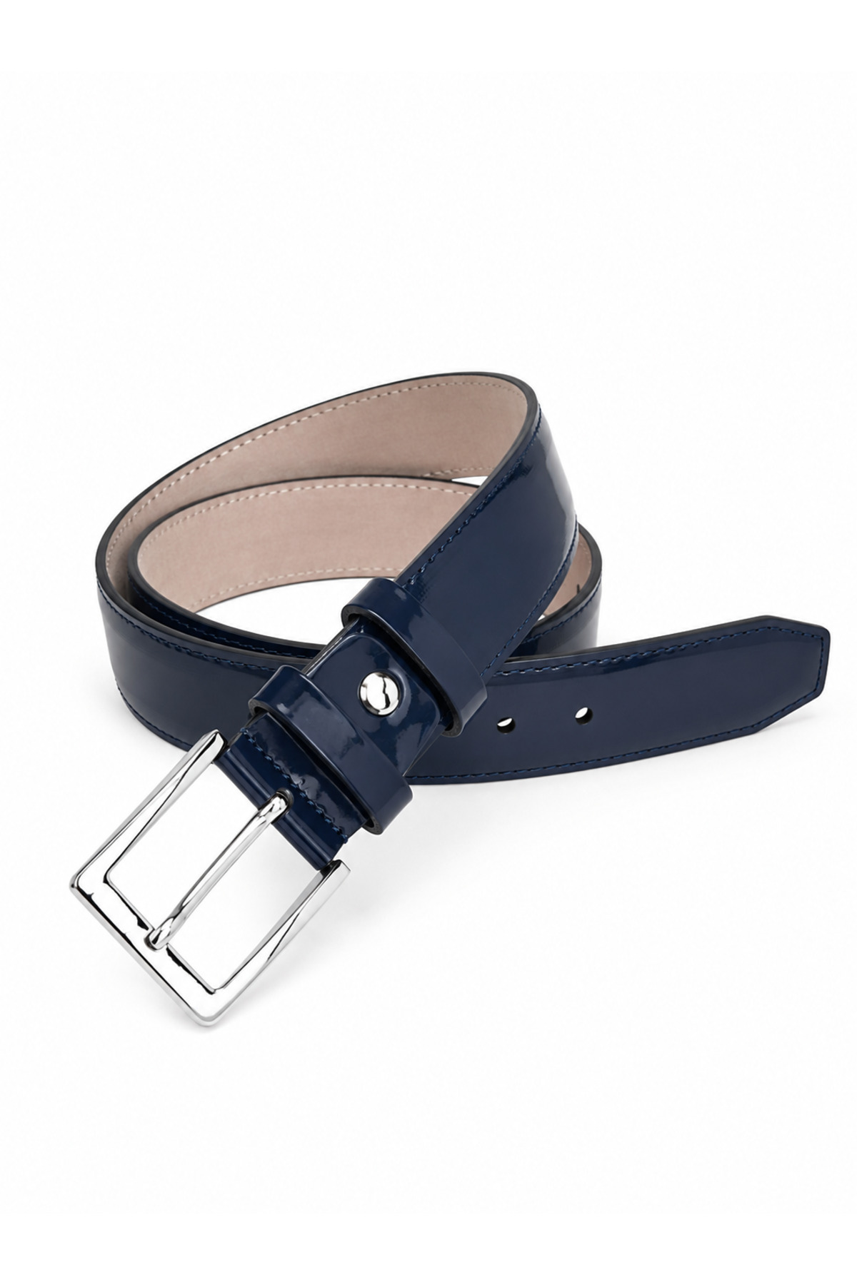 kemer krallığı Erkek Kemer 4 cm Lacivert Rugan Spor Kemer, Tüm Pantolonlara Uygun görsel 2