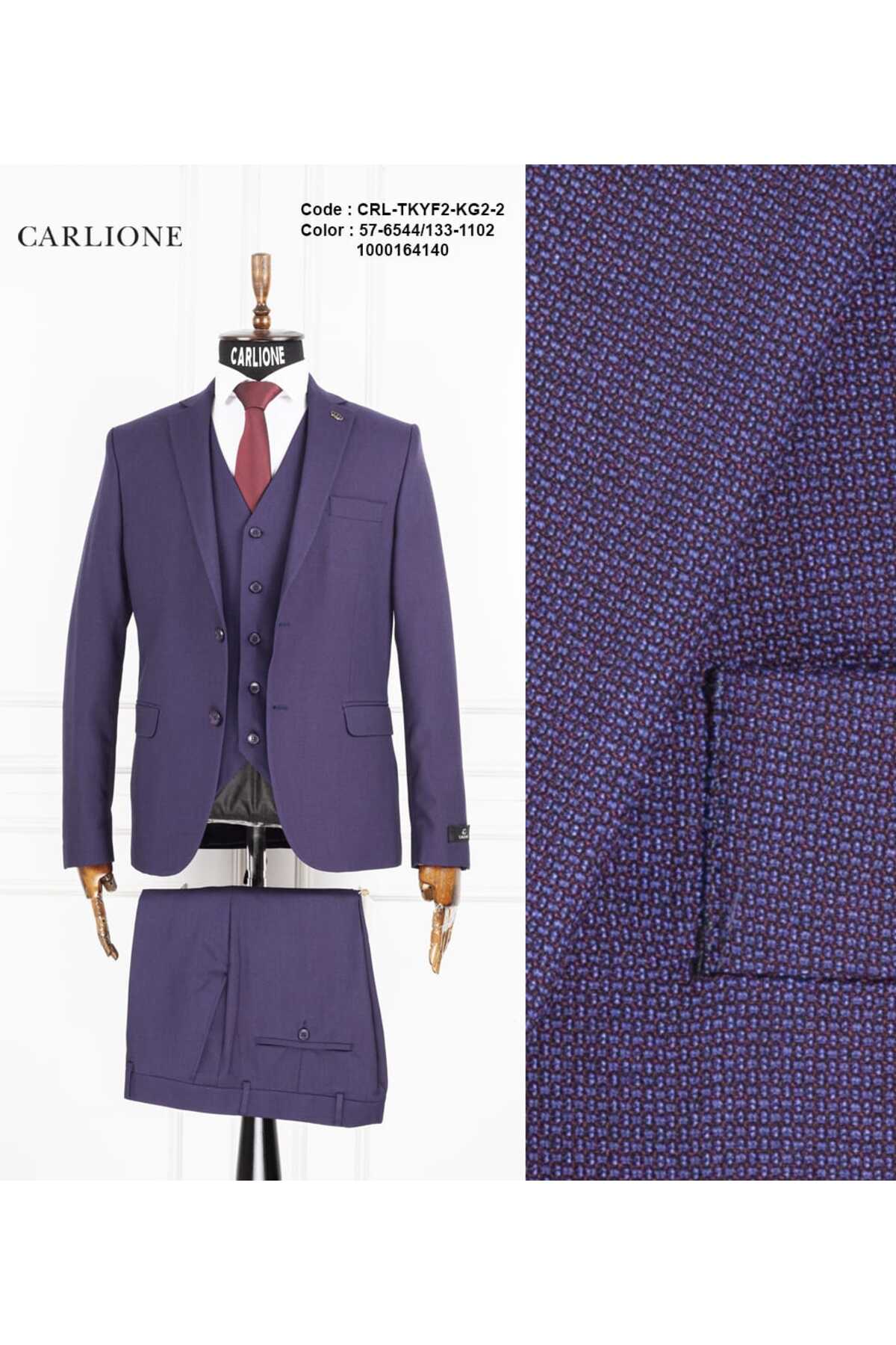 کت و شلوار مردانه – Slim Fit Premium Classic Elegance — بنفش 57-6544/133-1102 — تصویر 5 از 5