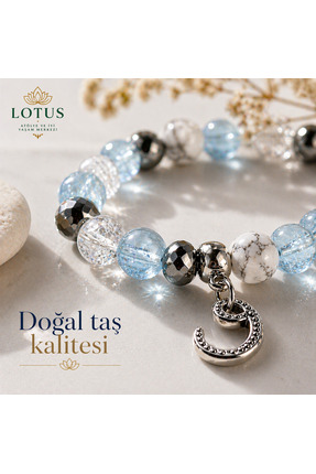 Lotus Atölye ve İyi Yaşam Merkezi Lotus Doğal Taş Bileklik – Akuamarin, Havli...