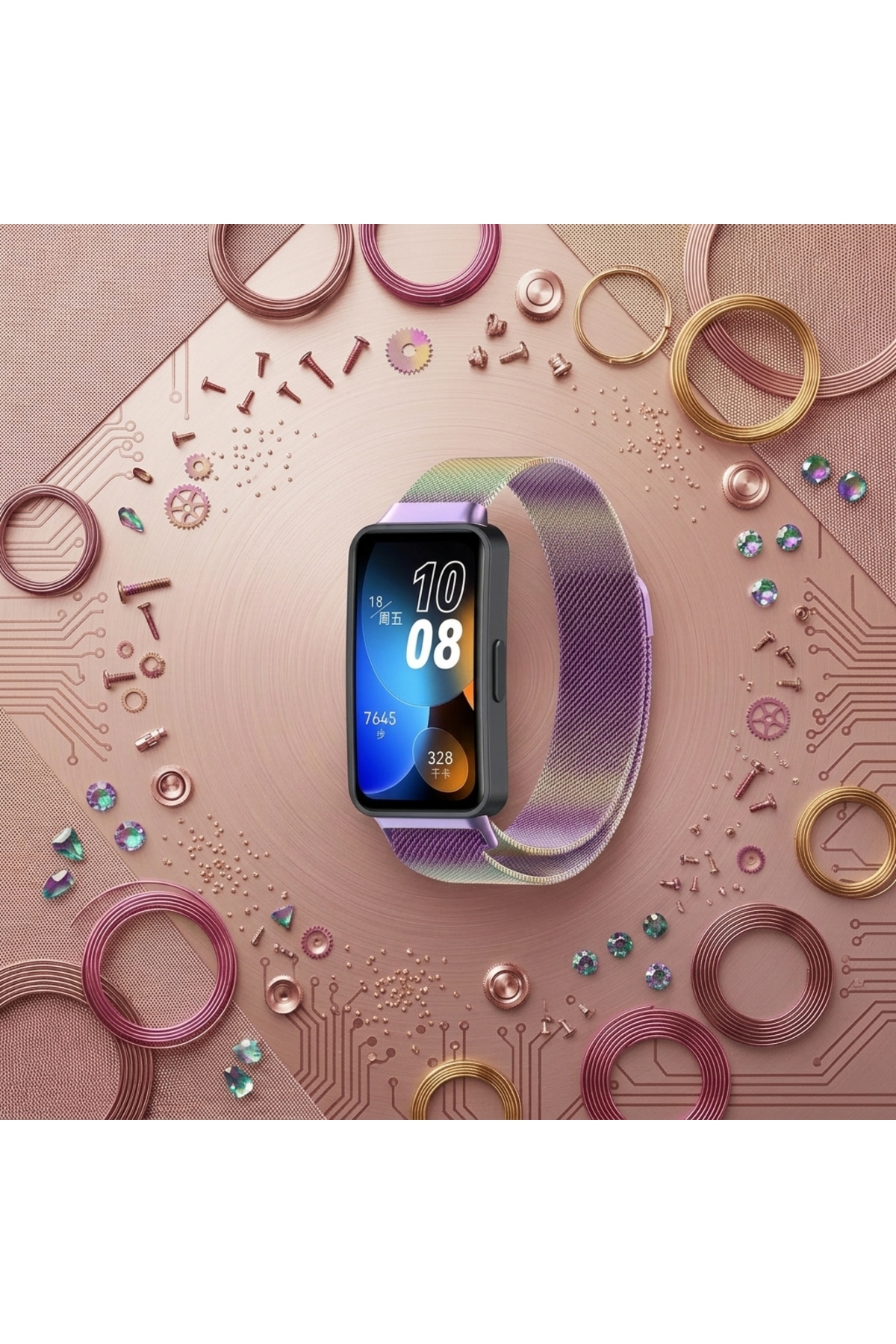 redmud teknoloji Huawei Band 11 / 11 Pro Uyumlu Metal Hasır Kordon – Premium Hasır Mıknatıslı Ayarlanabilir Akıllı Saat Kayışı
