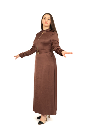 derin store Saten Modern Kesim Şık Zerafet Fermuar Detaylı Elbise