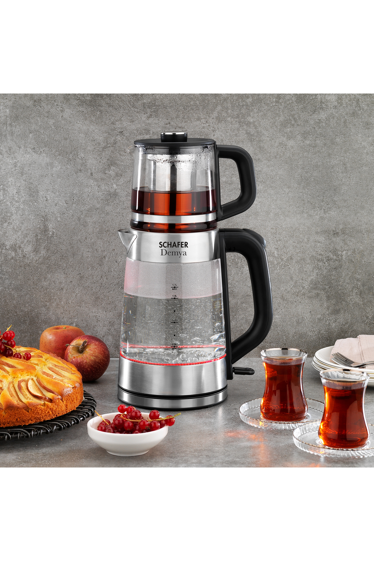 Schafer Demya Elektrikli Cam Çay Makinesi-Inox