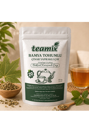 teamix Bamya tohumlu çınar yapraklı bitkisel karışımlı çay 20 süzen doypack a...