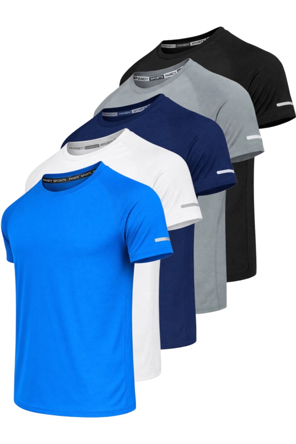 pandy 5'li Paket Hızlı Kuruma Özellikli Unisex Atletik Teknik Spor T-shirt