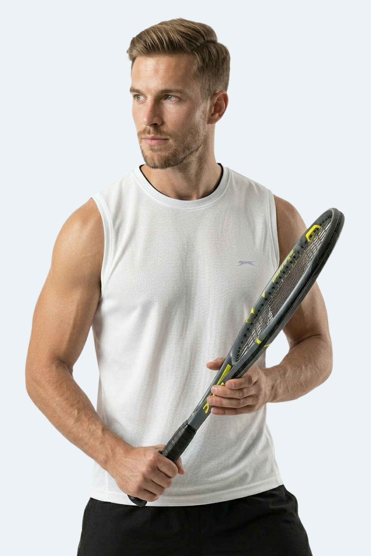 Slazenger HAZZAR I Erkek Kolsuz Beyaz Tişört görsel 4