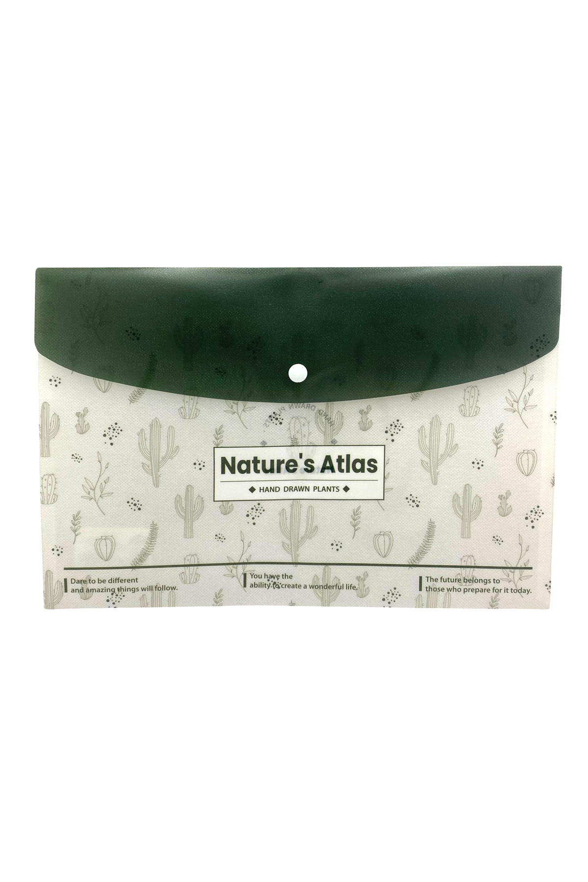 Limmy Nature Bitki Yeşil Desenli Çıt Çıtlı Zarf Dosya - 1 Adet