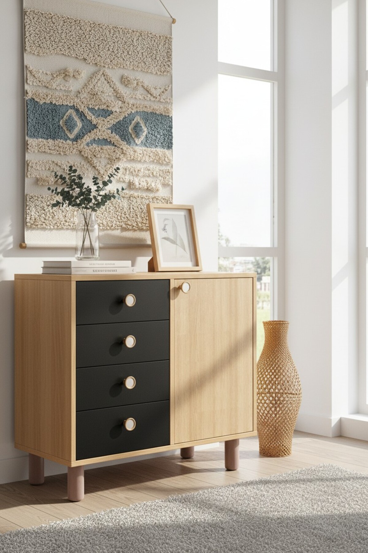 Opal Dresser Bohemian / Multipurpose Cabinet/Dresser with Drawer/ 4 Drawer Dresser with Lid