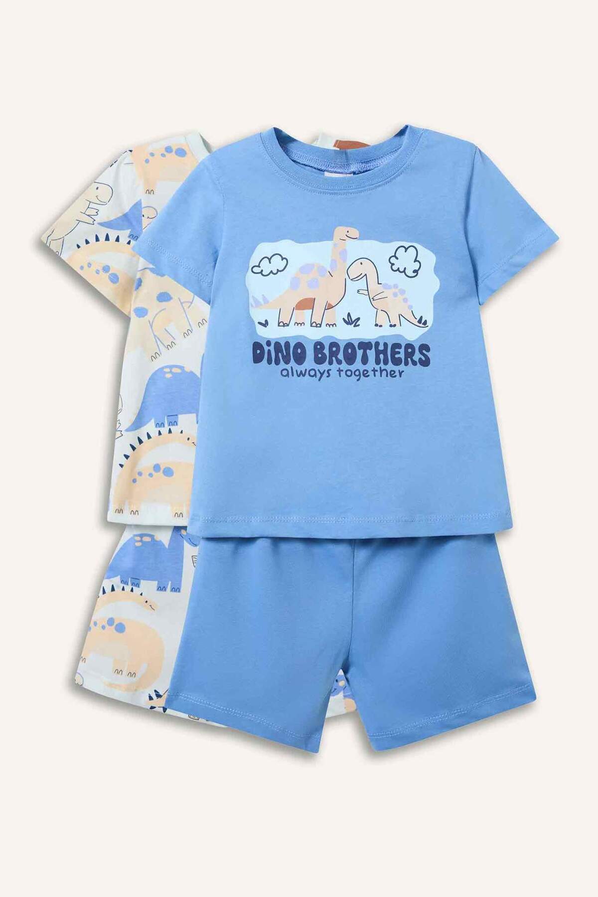 Defacto 100% Cotton Dinosaur Printed 2-Piece Pajama Set for Baby Boy H4034A526Hs