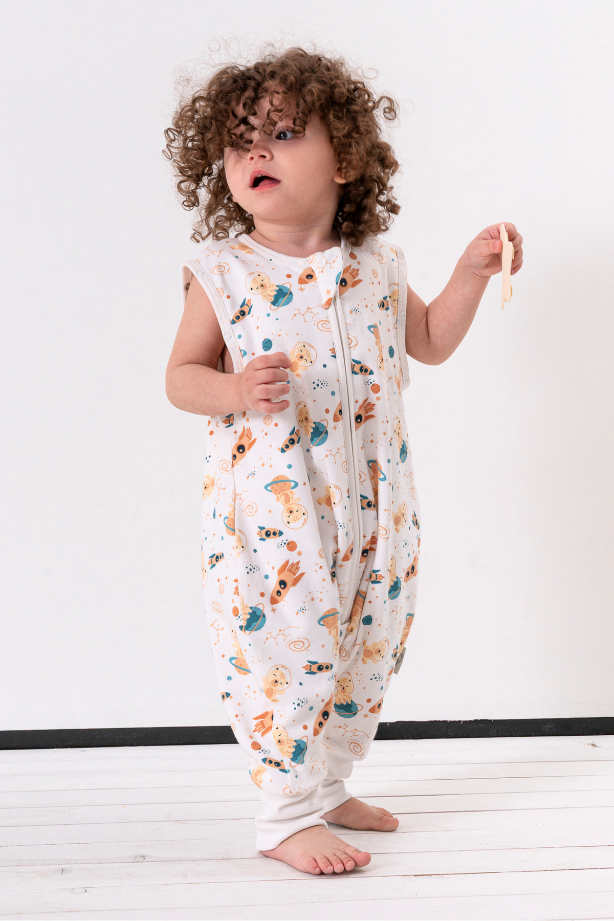 Baby & Kids Sleeping Bag 1.0 tog With Removable Sleeves (2 Uses), Double Layer, Non-Fiber, 100% Cotton, Oeko-Tex Certified