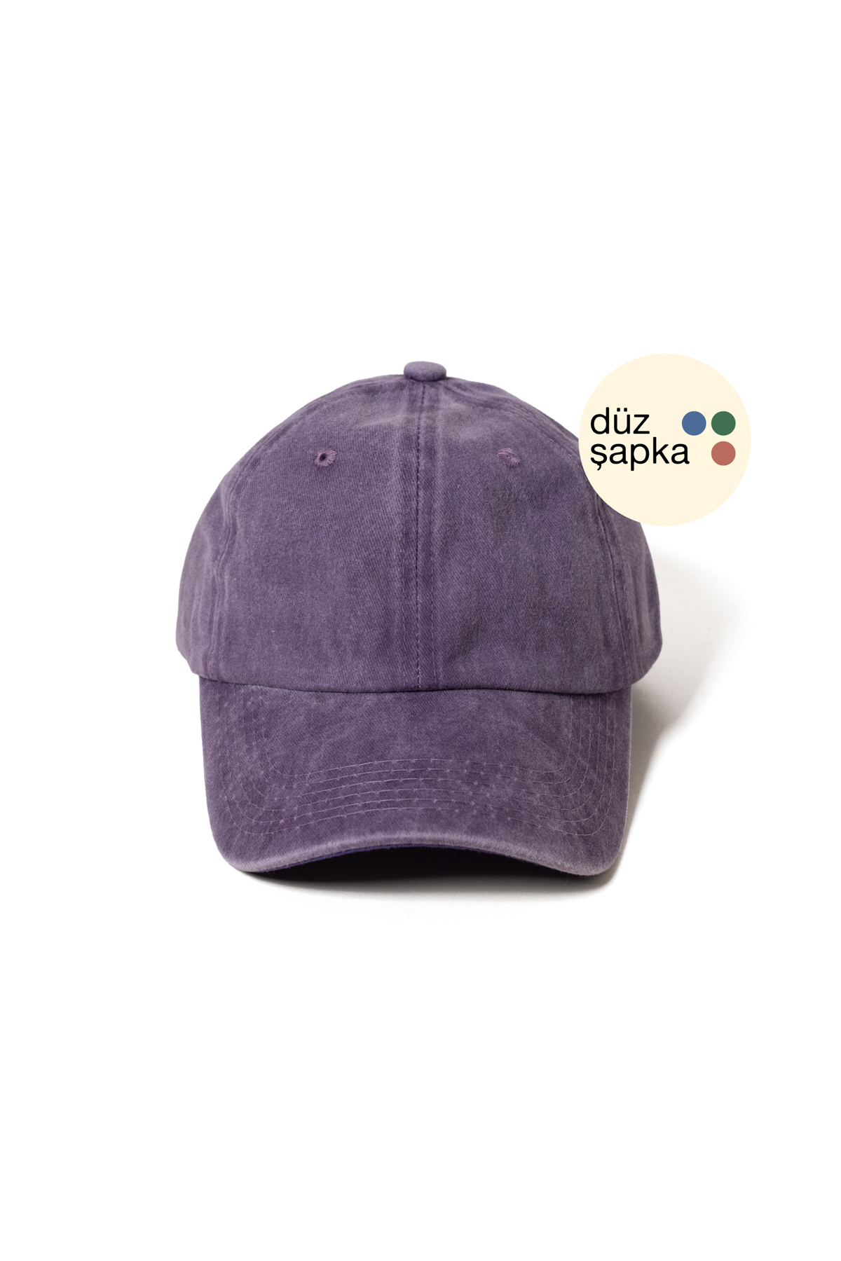 düz şapka studio Düz Şapka | Mor Yıkamalı Kep Şapka - Minimalist, Logosuz ve Yazısız görsel 2