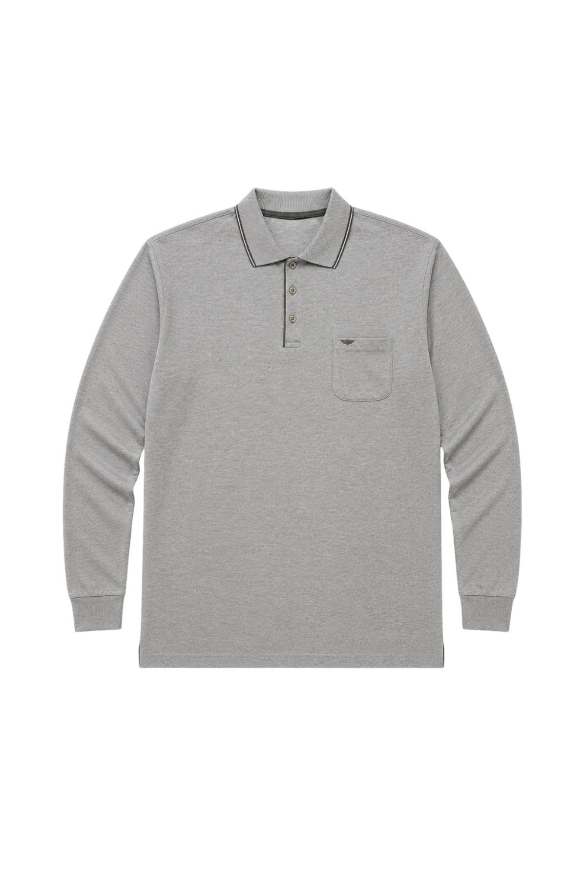 BattalModa Erkek Büyük Beden Melanj Toprak Polo Yaka Uzun Kollu Pike Tişört M-L-XL-2XL-3XL-4XL-5XL-6XL-7XL-8XL görsel 4