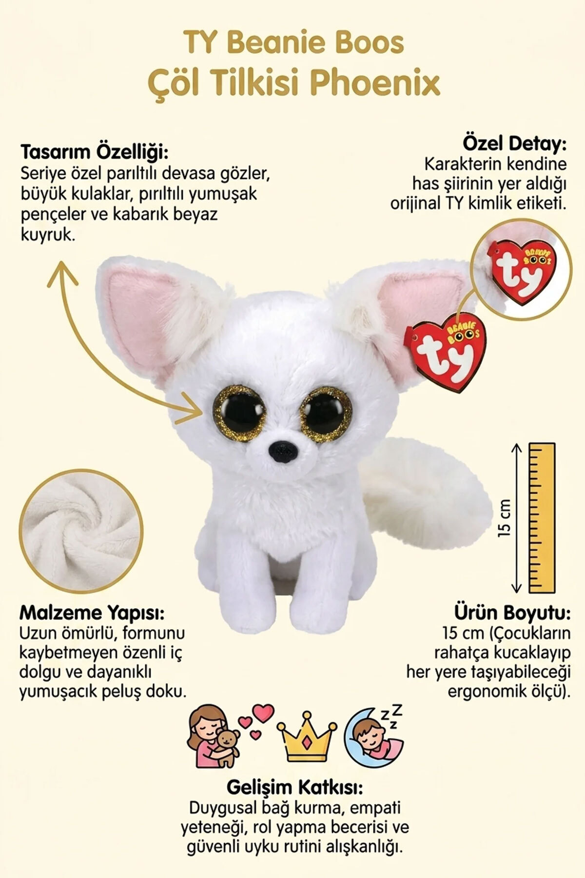 Feyza Oyuncak TY Beanie Boos Çöl Tilkisi Phoenix Peluş Oyuncak