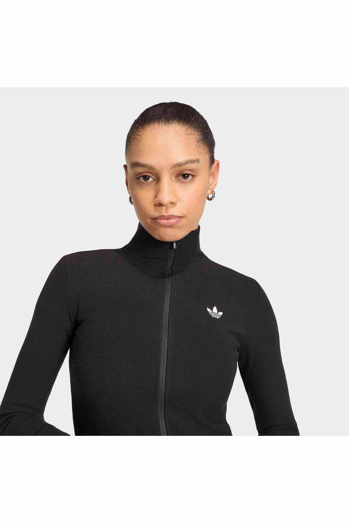 adidas Ess Rib Fz Tt Kadın Spor Sweatshirt KR3598 görsel 5