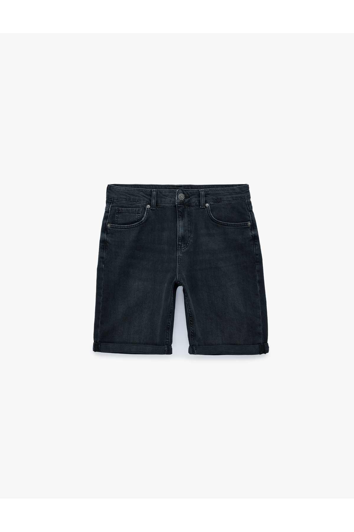 Koton Normal Bel Pamuklu Cepli Bermuda Slim Fit Jean Şort görsel 2