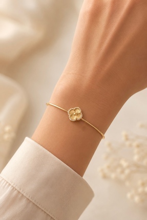 BLM WATCH Yonca 14K Gold Kaplama Bileklik Kelepçe Modern Tasarım