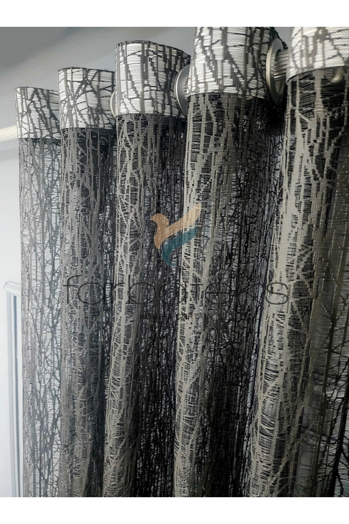 Anthracite Grey Fence Rustic Tulle Curtain Eyelet Curtain Rustic Tulle Curtain