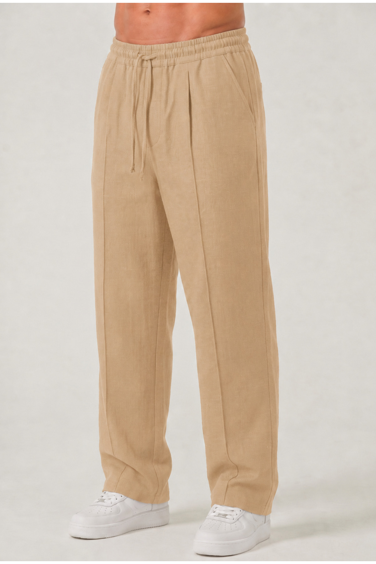 RELAXL Battal Boy Uzun Paça %100 Pamuk Düşük Ağ Bej Oversize Pantolon Erkek 2XS-10XL görsel 6