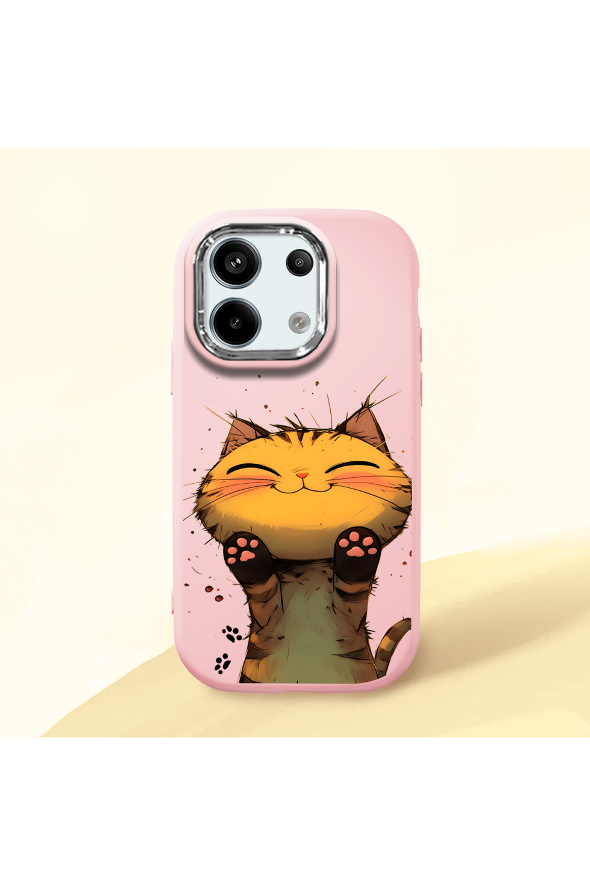 Redmi Note 13 Pro 5G Compatible Case camera protector Pink Silicone Couple Phone Case with Cat Pattern