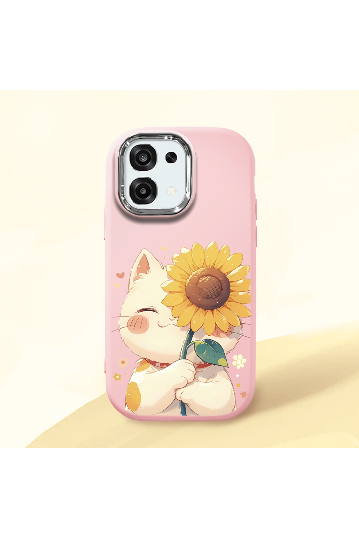 OPPO A6 Pro Compatible Case camera protector Pink Silicone Couple Phone Case with Cat Pattern