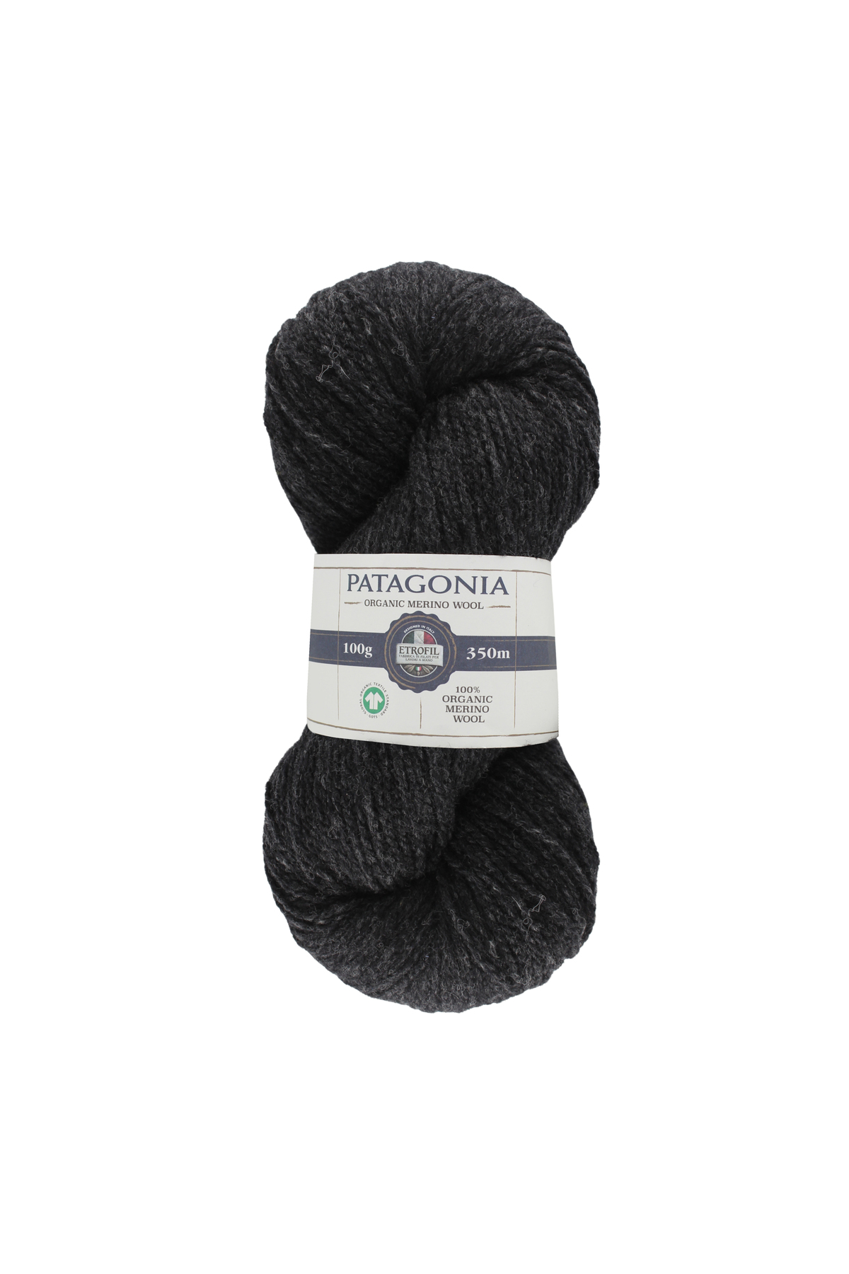 Patagonia Knitting Yarn Black 100% Organic Merino Wool 100g 350m (79155)