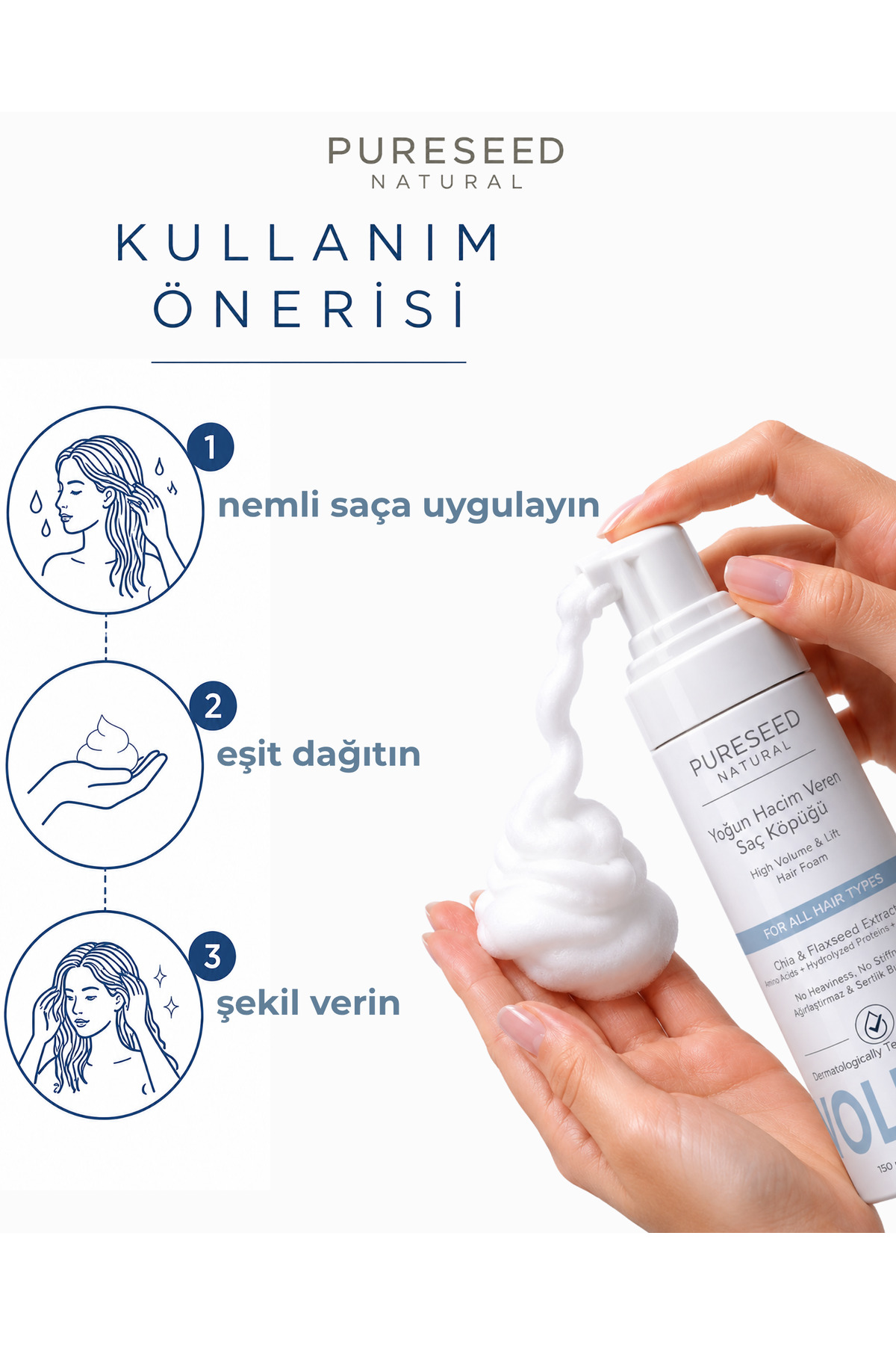 Yoğun Hacim ve Güçlü Tutuş Sağlayan Saç Hacim Köpüğü - 150ml — TYCA0C3C476760D083CCB8000 — تصویر 4 از 4