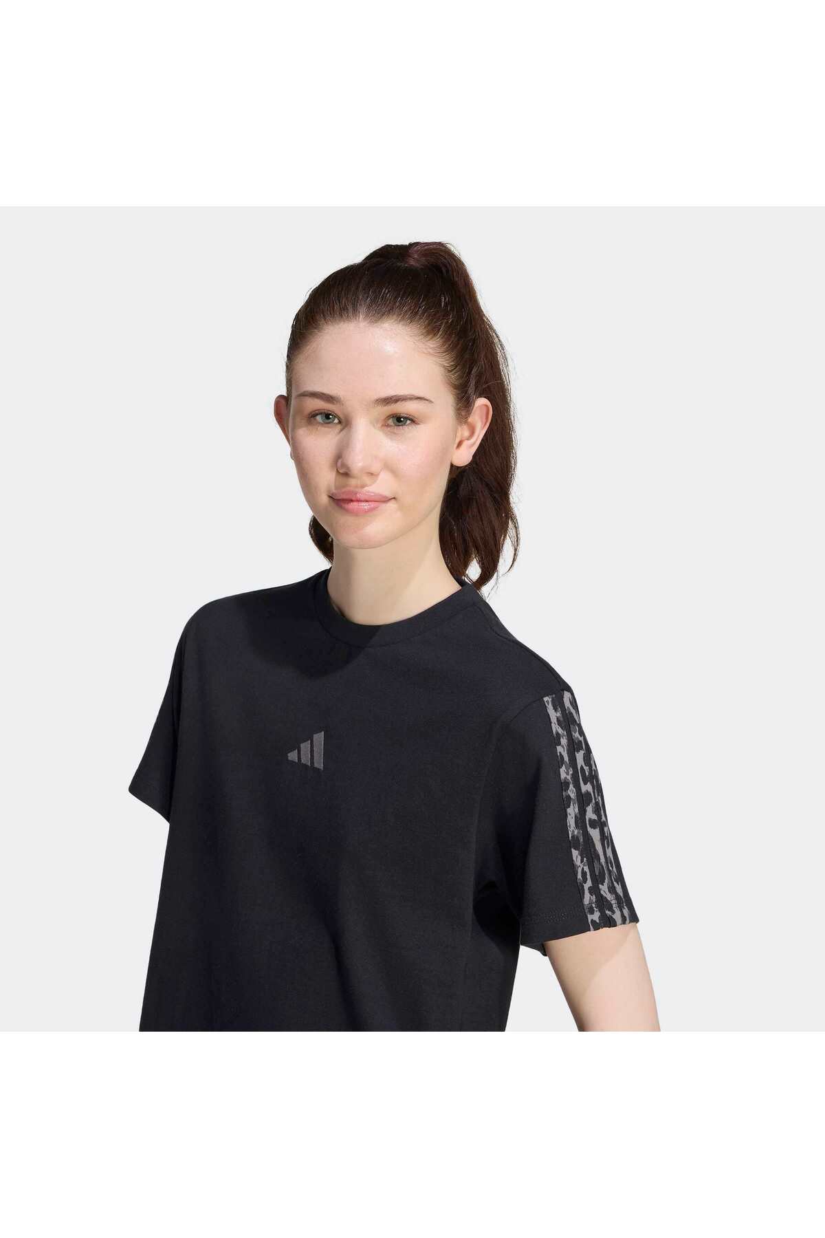 adidas W Aop 3S Sj Tee Kadın Spor T-shirt KH1550 görsel 5