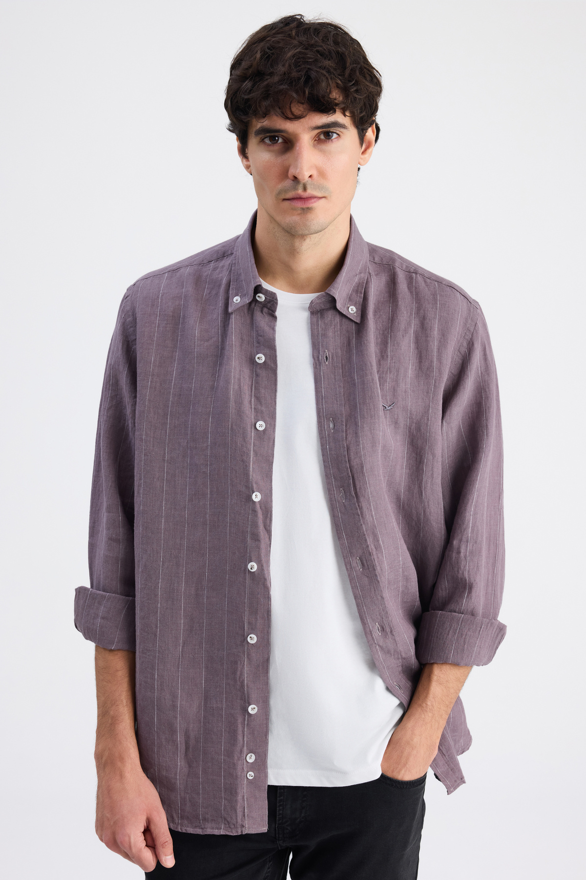 پیراهن راه راه یاسی رنگ DS Damat Comfort دی اس دامات پیراهن D'S Damat