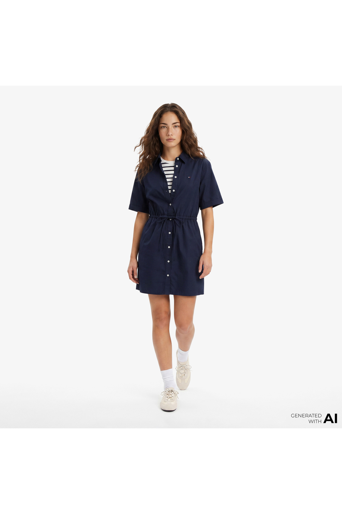 Women's Navy Blue Dress with Logo for Daily Use DW0DW20617 C1G
