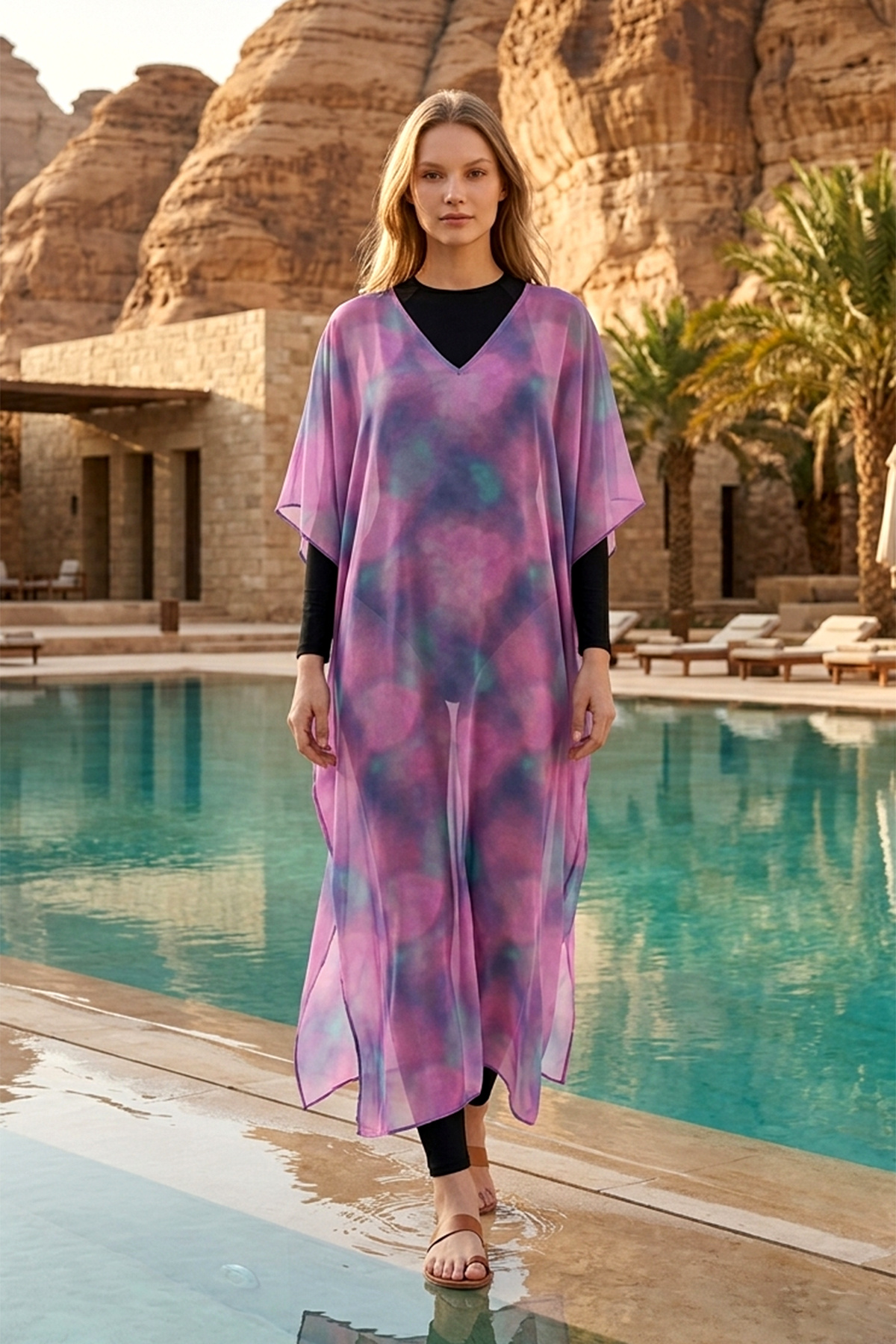 Remsa Design Single Caftan Pareo on Modest Swimwear RDP26 Lilac