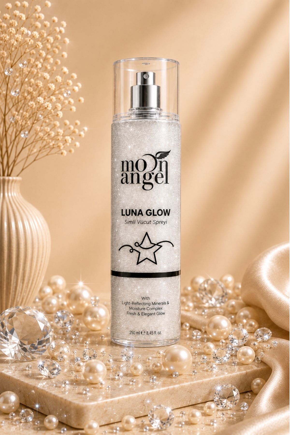 Luna Glow Simli Vücut Spreyi 250 ml Nemlendirici Işıltılı Body Mist — görsel 3