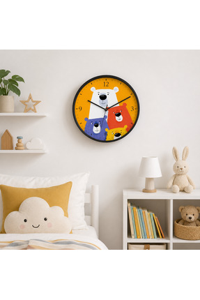 Defkay Çocuk Odası Duvar Saati - 30 cm - Ahşap El yapımı - Sessiz Mekanizma