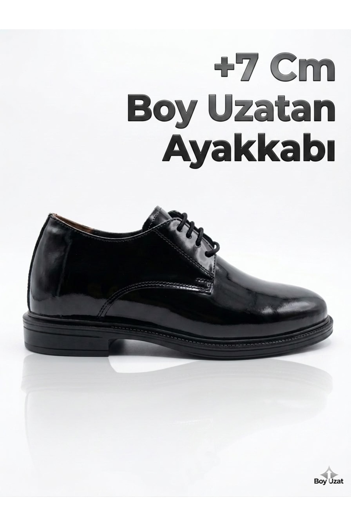DUMMET Gizli Topuk Hakiki Deri Rugan Klasik Ayakkabı | +7 cm Boy Uzatan Damatlık Klasik Ayakkabı