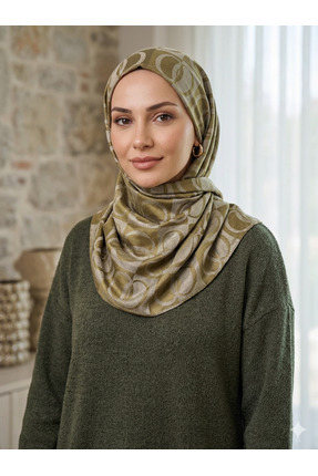 Larissa Scarf Valen İpek Jakarlı Şal Geometrik Desenli