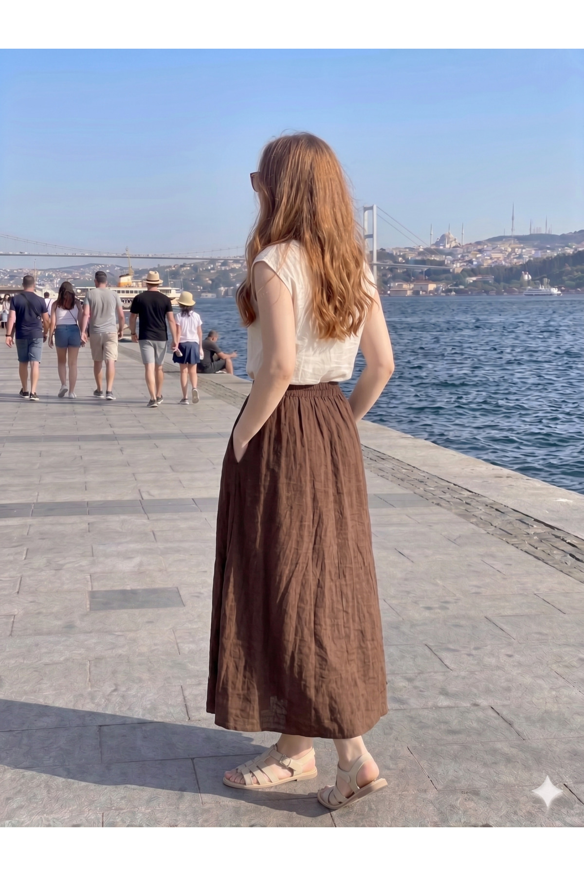 HANIMCA GİYİM  YAZLIK NEFES ALAN GÜZEL KUMAŞ YANDAN CEPLİ STANDART BEDEN 36 - 42 BEDEN LERE UYGUN ETEK - Görsel 4