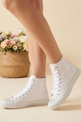 HYS SHOES Kadın Yüksek Bilek Sneaker Nikah Düğün Mezuniyet Spor Ayakkabı