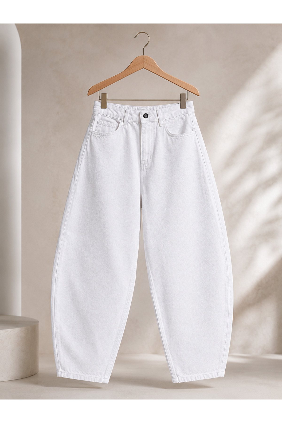 DORAJEANS  Kadın Yüksel Bel Rahat Kalıp Barrel Fit Pantolon - Balloon Jeans - Görsel 5