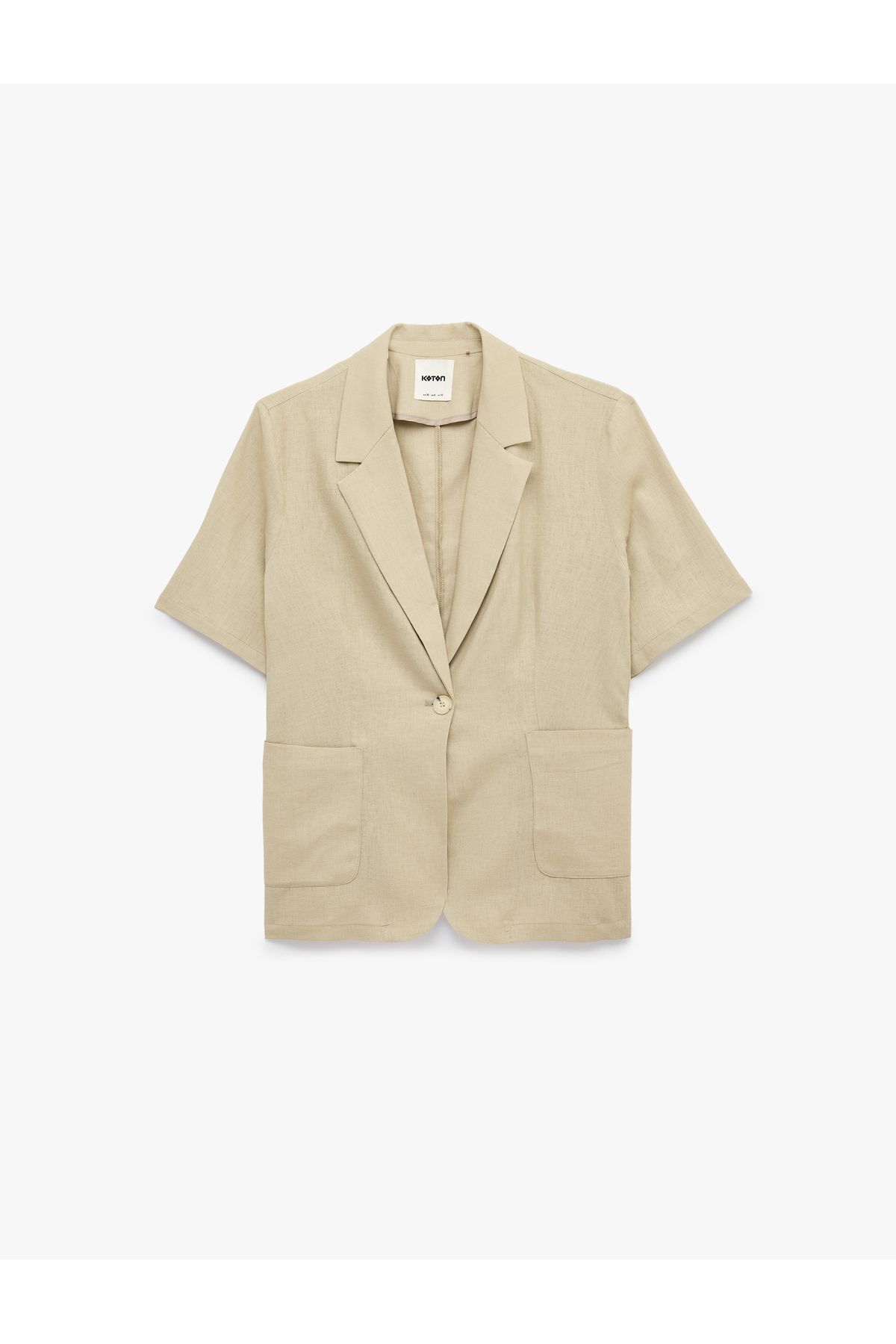 Koton  Cepli Kısa Kollu Keten Blazer Ceket - Görsel 5