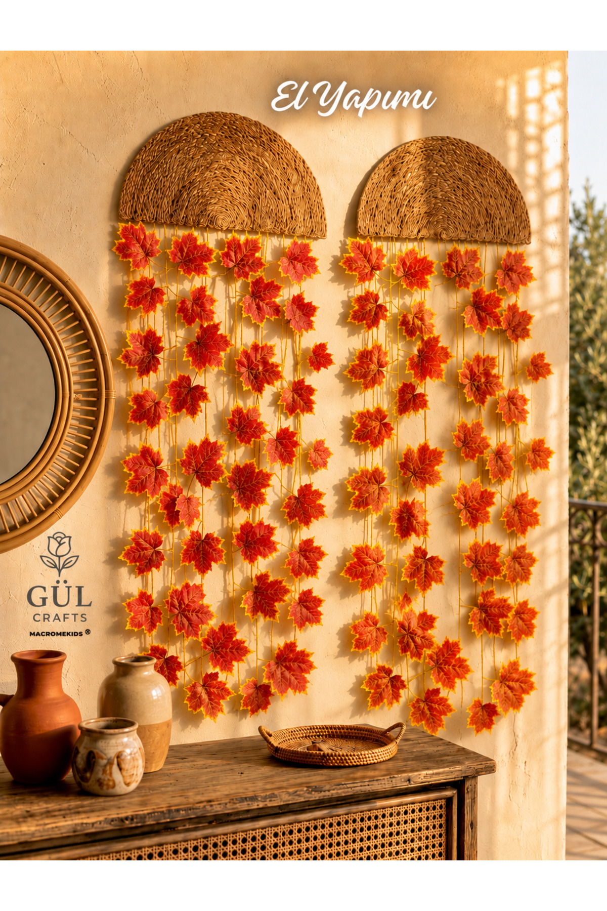 2-piece Bohemian Wall Decor , Ivy Wall Decor, Balcony and Living Room Decoration, Gift(35x75cm)