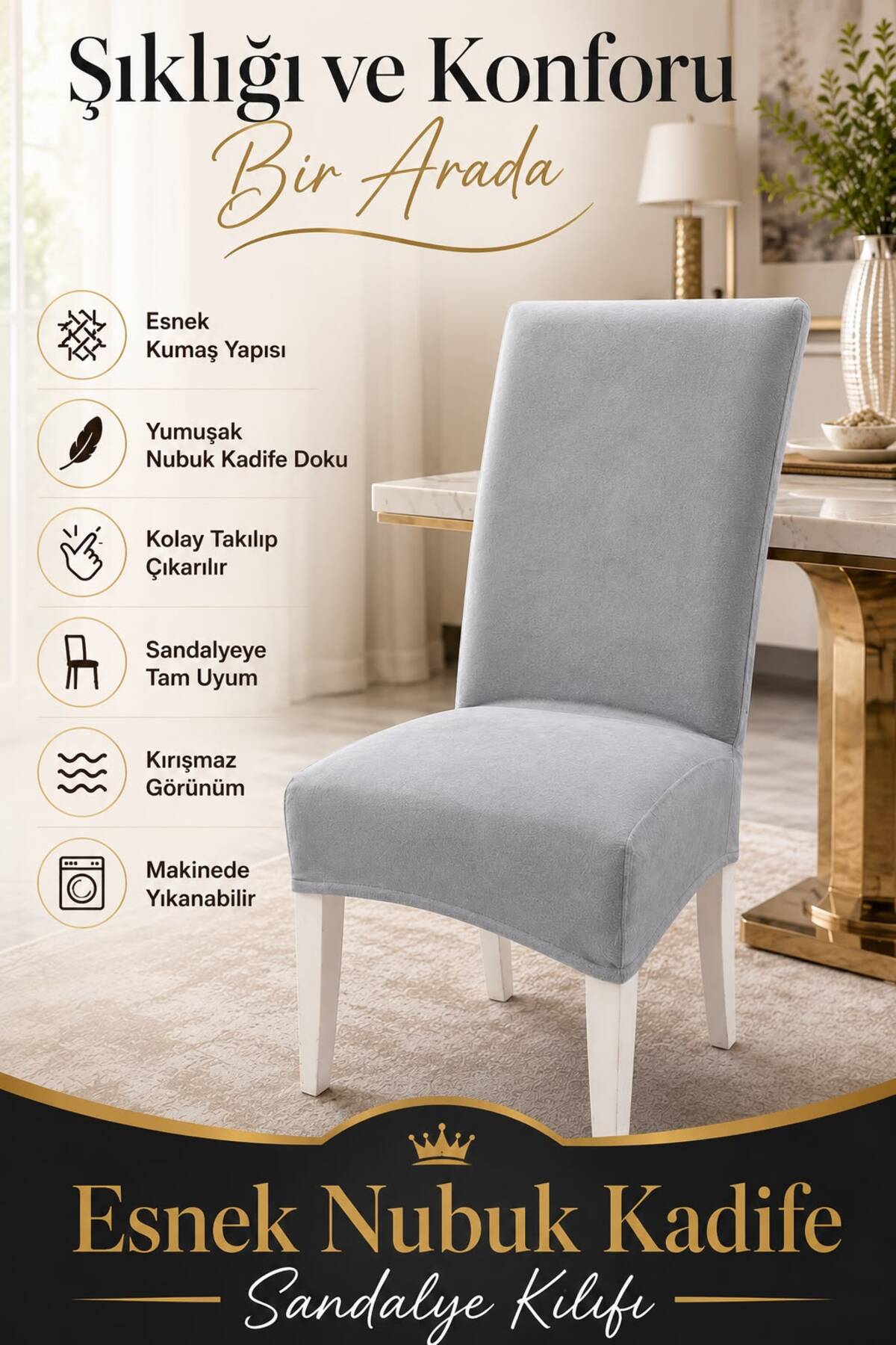 Nubuck Velvet Ultra Soft Soft Flexible Chair Cover - High Back Chair Compatible - Full Protection