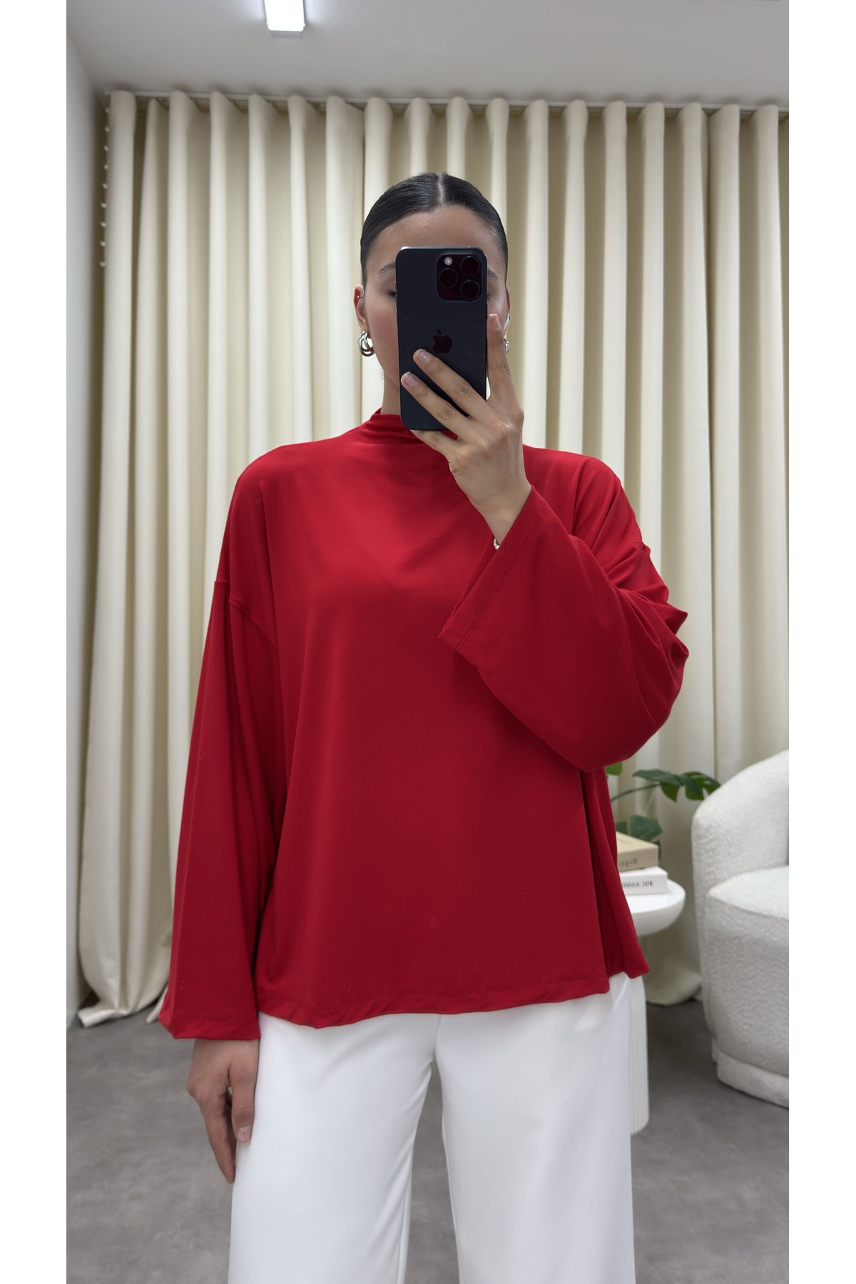 YOUR NAME Dik Yaka Oversize Dökümlü Bluz