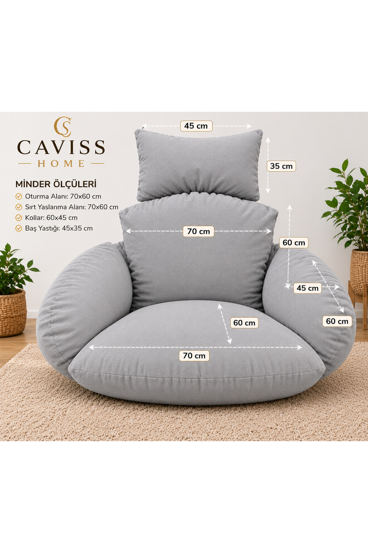 CAVISS HOME Single Swing Cushion, Swing, Cushion, Seating Cushion, Garden Furniture,Floor Cushion,Floor Seat,Ergonomic Back Support Seating Cushion 70x60 cm