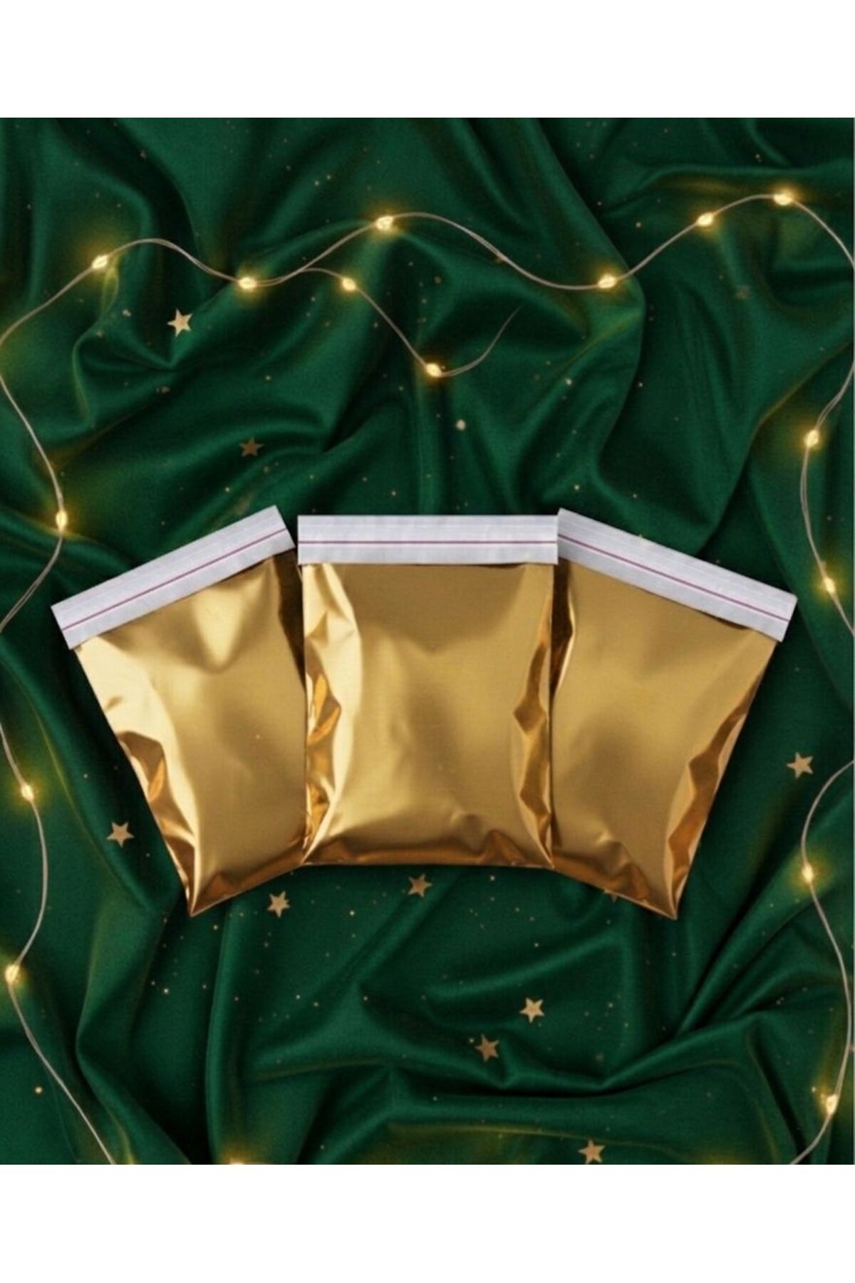 11x12 CM - 50 PCS - Metalized Gold Color Small Size Self-Tape Gift Pack